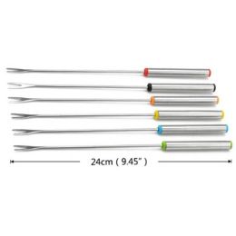 6PCS/Set Stainless Steel Chocolate Forks Cheese Fruit Dessert Fork Melting Skewer Kitchen Tools