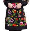 [Black/Green] Flowers Print Half Bistro Apron Chinese Style Cotton Kitchen Apron