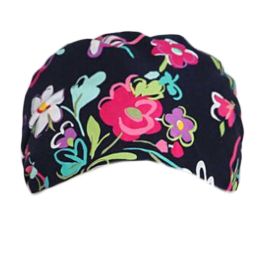 Black Scrub Cap Unisex Work Cap Adjustable Tie Back Scrub Cap Cotton Breathable Scrub Cap Men Women, Flower