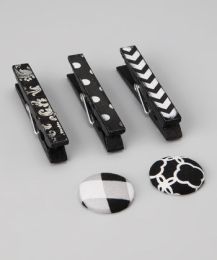 Black & White clothespin and button magnet package