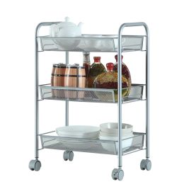 3 Layers Removable Storage Cart, Honeycomb Mesh Style,Gap Kitchen Slim Slide Out Storage Tower Rack with Wheels, Cupboard with Casters RT