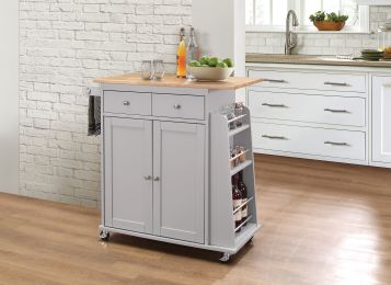 ACME Tullarick Kitchen Cart, Natural & Gray YF