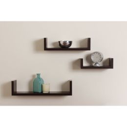 DunaWest Danya B Floating 'U' Laminated Walnut Veneer Shelves (Set of 3)