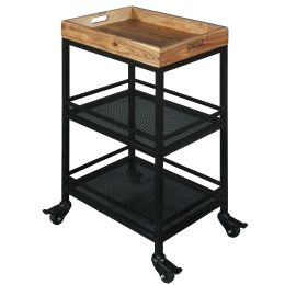 DunaWest Industrial Serving Cart with 3 Tier Storage and Metal Frame, Brown and Black