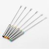 6PCS/Set Stainless Steel Chocolate Forks Cheese Fruit Dessert Fork Melting Skewer Kitchen Tools