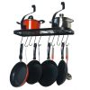 Wall Mount Pot Pan Rack Kitchen Cookware Storage Organizer 24 by 10 in with 10 Hooks