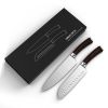 homgeek Germany 1.4116 Stainless Steel,Ergonomic Wood Handle, 8 inch Chef, 2,santoku Cutter