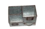 Three Bin Galvanized Metal Desk Organizer with Attached Label Slots, Gray