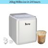 120V 150W 44lbs/20kg/24h Ice Maker ABS Transparent Cover/Display Commercial/Home Silver