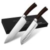 homgeek Germany 1.4116 Stainless Steel,Ergonomic Wood Handle, 8 inch Chef, 2,santoku Cutter