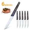 6Pcs Steak Knife Set Serrated Stainless Steel Utility with Wooden Handle for Home Dining Restaurant  YJ