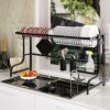 Adjustable Dish Drainer Drying Rack Kitchen Organizer