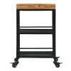 DunaWest Industrial Serving Cart with 3 Tier Storage and Metal Frame, Brown and Black