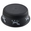 Stainless Steel Pet Bowl with Anti Skid Rubber Base and Dog Design, Gray and Black