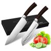 homgeek Germany 1.4116 Stainless Steel,Ergonomic Wood Handle, 8 inch Chef, 2,santoku Cutter