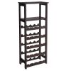 Wooden Wine Rack Free Standing Wine Holder Display Shelves with Glass Holder Rack, 20 Bottles Stackable Capacity for Home Kitchen, Brown Color--YS