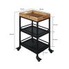 DunaWest Industrial Serving Cart with 3 Tier Storage and Metal Frame, Brown and Black