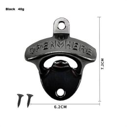 1/2/4Pcs Home Kitchen Gadgets Bottle Opener Wall Mounted Vintage Retro Alloy Hanging Open Beer Tools (Color: Black)