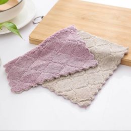 Kitchen Clean Solid Color Double-sided Strong Absorbent Cloth (Color: Purple)