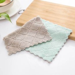 Kitchen Clean Solid Color Double-sided Strong Absorbent Cloth (Color: green)