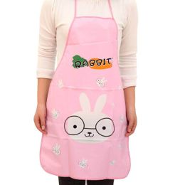 Cartoon Animal Waterproof Apron Kitchen Restaurant Cooking Bib Aprons Sleeveless Anti-oil Aprons (Color: Pink)