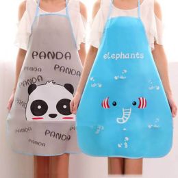 Women Cartoon Kitchen Cooking Bib Charm Apron (Color: Light Blue)