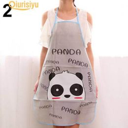 Women Cartoon Kitchen Cooking Bib Charm Apron (Color: gray)