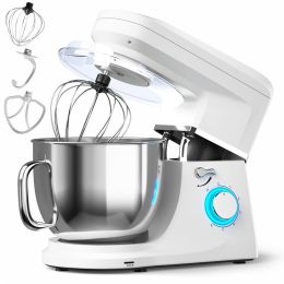 7.5 QT Tilt-Head Stand Mixer 6 Speed 660W with Dough Hook Beater (Color: White)